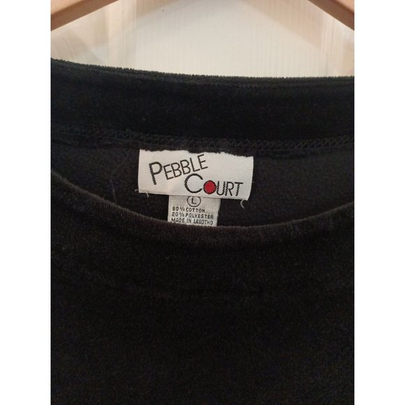 Women's Vintage pebble Court Black Long Sleeve Soft Sweat Shirt Size Large - Picture 3 of 8